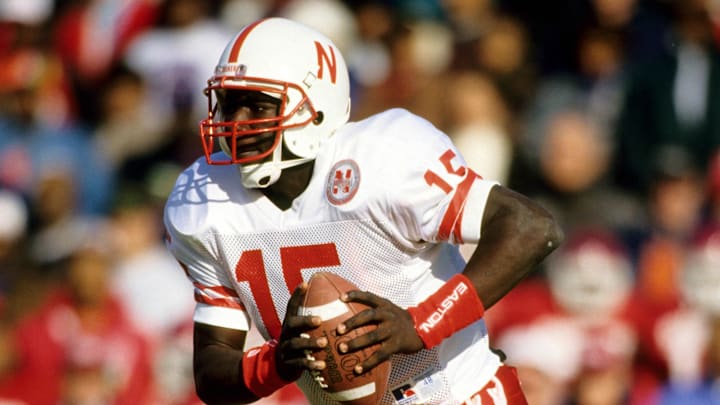 Nebraska Cornhuskers quarterback Tommie Frazier in action.
