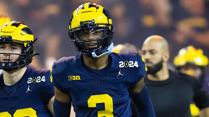 Jan 8, 2024; Houston, TX, USA; Michigan Wolverines defensive back Keon Sabb (3) against the