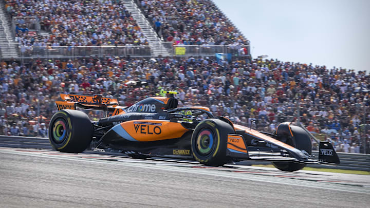Oct 22, 2023; Austin, Texas, USA; McLaren F1 driver Lando Norris (4) of Team Great Britain drives