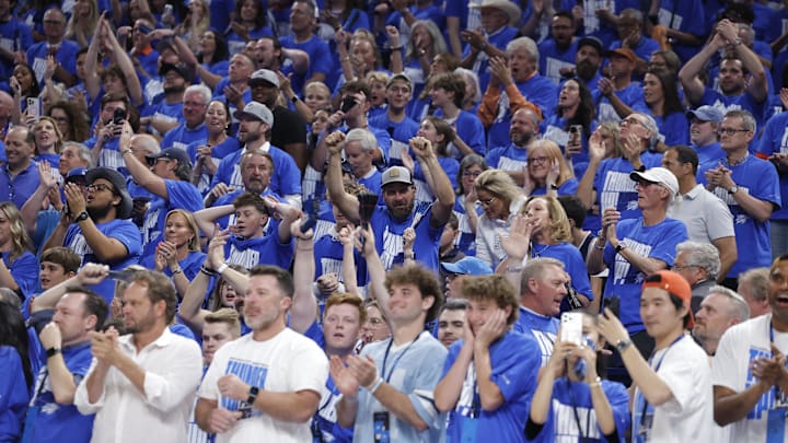 May 13, 2025; Oklahoma City, Oklahoma, USA; Oklahoma City Thunder fans cheer for their team against the Denver Nuggets during the second half of game five of the second round for the 2025 NBA Playoffs at Paycom Center. May 13, 2025; Oklahoma City, Oklahoma, USA; Oklahoma City Thunder fans cheer for their team against the Denver Nuggets during the second half of game five of the second round for the 2025 NBA Playoffs at Paycom Center.