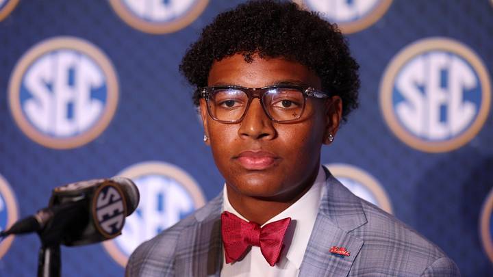Ole Miss Rebels quarterback Trinidad Chambliss (6) speaks to the press during SEC Football Kickoff Media Day at the Tampa Marriott. Ole Miss Rebels quarterback Trinidad Chambliss (6) speaks to the press during SEC Football Kickoff Media Day at the Tampa Marriott.