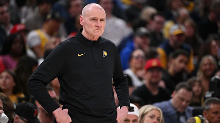 Mar 25, 2026; Indianapolis, Indiana, USA; Indiana Pacers head coach Rick Carlisle stands on the sideline during the first quarter against the Los Angeles Lakers at Gainbridge Fieldhouse. Mandatory Credit: Marc Lebryk-Imagn Images Mar 25, 2026; Indianapolis, Indiana, USA; Indiana Pacers head coach Rick Carlisle stands on the sideline during the first quarter against the Los Angeles Lakers at Gainbridge Fieldhouse. Mandatory Credit: Marc Lebryk-Imagn Images