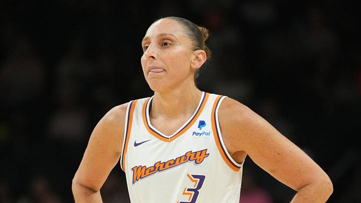 Aug 5, 2023; Phoenix, Arizona, USA; Phoenix Mercury guard Diana Taurasi (3) looks on against the Seattle Storm during the first half at Footprint Center. Mandatory Credit: Joe Camporeale-Imagn Images Aug 5, 2023; Phoenix, Arizona, USA; Phoenix Mercury guard Diana Taurasi (3) looks on against the Seattle Storm during the first half at Footprint Center. Mandatory Credit: Joe Camporeale-Imagn Images