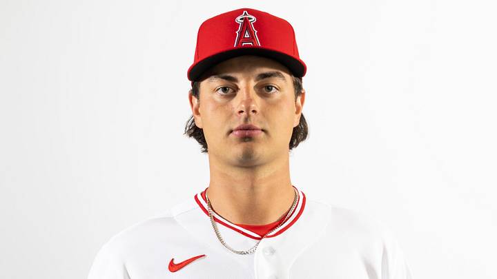 Los Angeles Angels pitcher Tyler Bremner poses