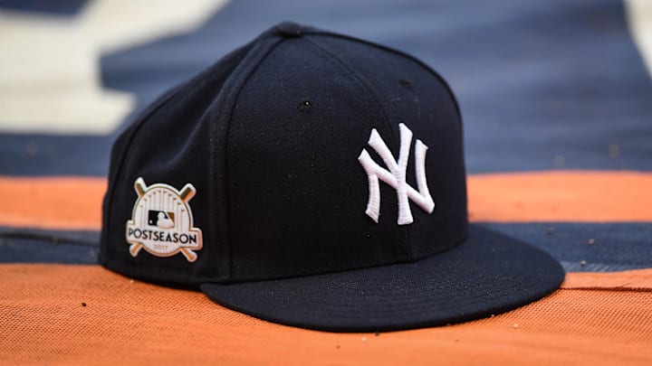 Oct 12, 2017; Houston, TX, USA; View of a New York Yankees hat during workouts at Minute Maid Park. Mandatory Credit: Shanna Lockwood-Imagn Images Oct 12, 2017; Houston, TX, USA; View of a New York Yankees hat during workouts at Minute Maid Park. Mandatory Credit: Shanna Lockwood-Imagn Images