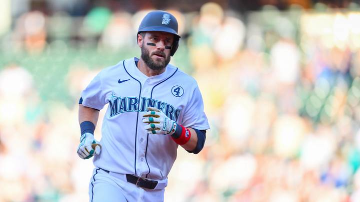 Jun 2, 2026; Seattle, Washington, USA; Seattle Mariners first baseman Patrick Wisdom (35) runs the bases after hitting a 2-run home run against the New York Mets during the second inning at T-Mobile Park. Mandatory Credit: Steven Bisig-Imagn Images
