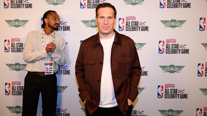 Feb 13, 2026; Los Angeles, CA, USA; Mat Ishbia arrives on the green carpet prior to an NBA Celebrity All-Star basketball game at Kia Forum. Mandatory Credit: William Liang-Imagn Images