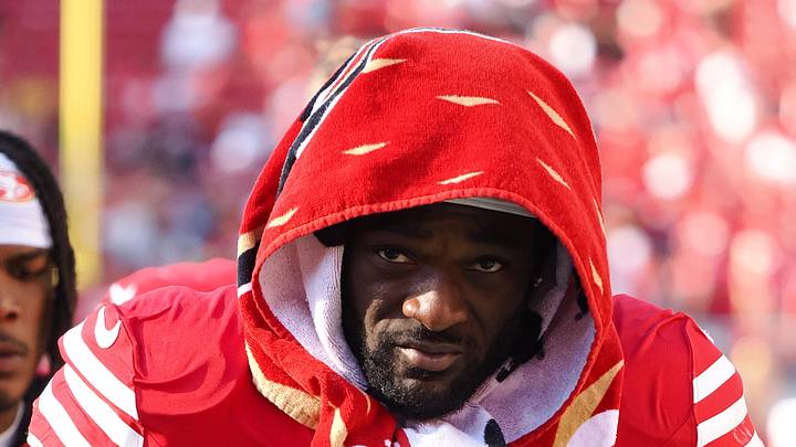 San Francisco 49ers wide receiver Brandon Aiyuk walks off the field