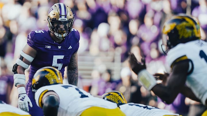 Zach Durfee looks across the line against Michigan. 