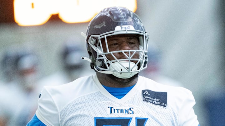 Defensive lineman Keondre Coburn (91) runs through drills during the Tennessee Titans mandatory mini-camp at Ascension Saint Thomas Sports Park in Nashville, Tenn., Tuesday, June 4, 2024.
