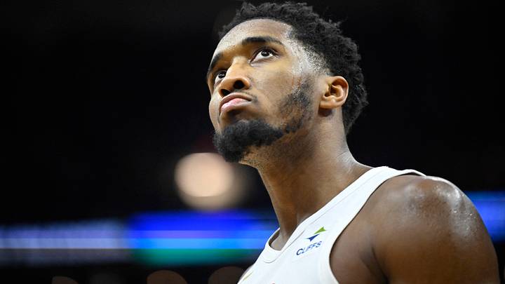 Dec 21, 2022; Cleveland, Ohio, USA; Cleveland Cavaliers guard Donovan Mitchell (45) reacts in the fourth quarter against the Milwaukee Bucks at Rocket Mortgage FieldHouse. Mandatory Credit: David Richard-USA TODAY Sports