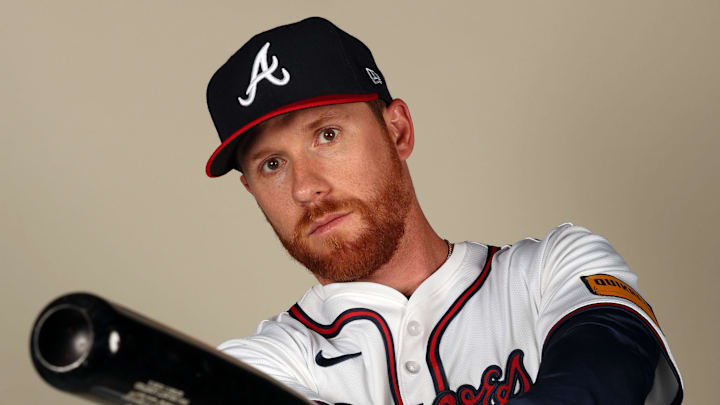 Feb 23, 2024; North Port, FL, USA; Atlanta Braves pitcher Jordan Luplow (72) poses for a photo