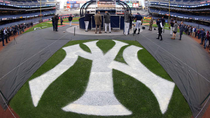 Oct 16, 2017; Bronx, NY, USA; An view of the a field logo before game three of the 2017 ALCS playoff baseball series between the New York Yankees and the Houston Astros at Yankee Stadium. Mandatory Credit: Brad Penner-USA TODAY Sports Oct 16, 2017; Bronx, NY, USA; An view of the a field logo before game three of the 2017 ALCS playoff baseball series between the New York Yankees and the Houston Astros at Yankee Stadium. Mandatory Credit: Brad Penner-USA TODAY Sports