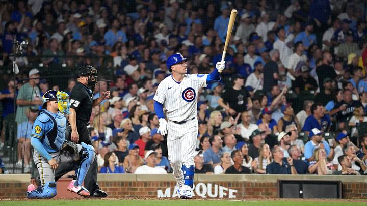 Aug 31, 2026; Chicago, Illinois, USA;  Chicago Cubs third baseman Alex Bregman (3) hits a home run against the Milwaukee Brewers during the fourth inning at Wrigley Field.  Mandatory Credit: David Banks-Imagn Images