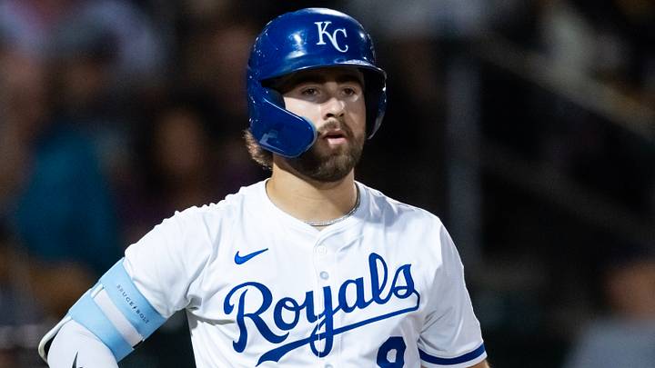 Nov 9, 2025; Mesa, AZ, USA; Kansas City Royals catcher Blake Mitchell (8) during the Arizona Fall League Fall Stars Game at Sloan Park. Mandatory Credit: Mark J. Rebilas-Imagn Images Nov 9, 2025; Mesa, AZ, USA; Kansas City Royals catcher Blake Mitchell (8) during the Arizona Fall League Fall Stars Game at Sloan Park. Mandatory Credit: Mark J. Rebilas-Imagn Images