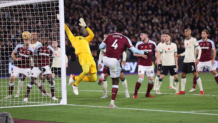 Kurt Zouma heads home West Ham's winner