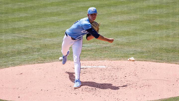 Jun 7, 2025; Chapel Hill, NC, USA; North Carolina pitcher Jason DeCaro (29) pitches the ball during the first inning of the Super Regionals game against Arizona in Chapel Hill, North Carolina. Mandatory Credit: Jaylynn Nash-Imagn Images Jun 7, 2025; Chapel Hill, NC, USA; North Carolina pitcher Jason DeCaro (29) pitches the ball during the first inning of the Super Regionals game against Arizona in Chapel Hill, North Carolina. Mandatory Credit: Jaylynn Nash-Imagn Images