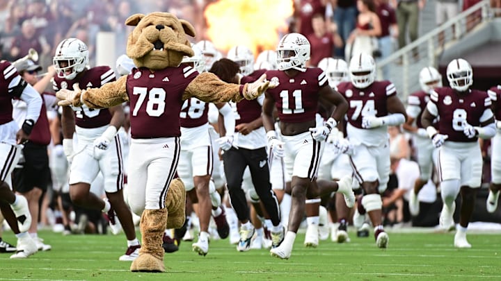 Mississippi State Bulldogs players run onto the field before the game against Eastern Kentucky Colonels at Davis Wade Stadium at Scott Field. The Bulldogs will be back home this week to face Toledo. Mississippi State Bulldogs players run onto the field before the game against Eastern Kentucky Colonels at Davis Wade Stadium at Scott Field. The Bulldogs will be back home this week to face Toledo.