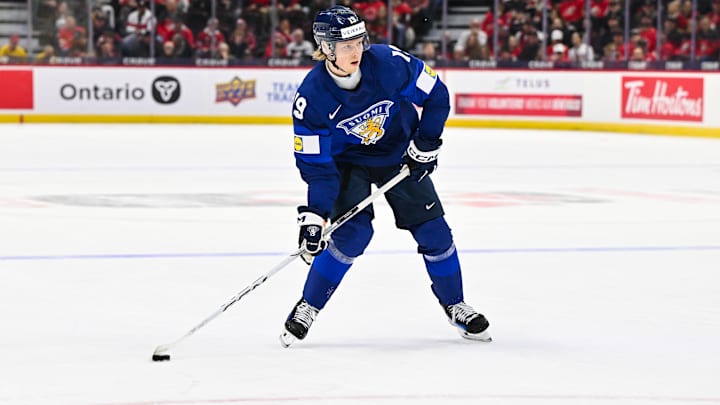 Buffalo Sabres prospect Konsta Helenius while playing for Team Finland.