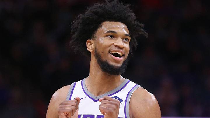 Apr 2, 2019; Sacramento, CA, USA; Sacramento Kings forward Marvin Bagley III (35) reacts after being unable to secure a rebound against the Houston Rockets in the fourth quarter at Golden 1 Center. Mandatory Credit: Cary Edmondson-USA TODAY Sports