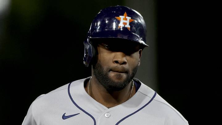 Sep 26, 2026; West Sacramento, California, USA;  Houston Astros designated hitter Yordan Alvarez (44) runs the bases after hitting a three-run home run against Athletics starting pitcher Jack Perkins (not pictured) during the fifth inning at Sutter Health Park.  Mandatory Credit: Dennis Lee-Imagn Images