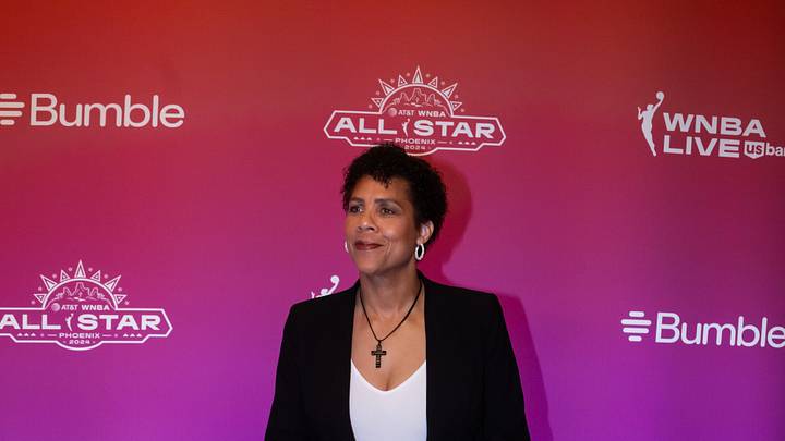 Jul 18, 2024; Phoenix, AZ, USA; WNBA all star team head coach Cheryl Miller walks the red carpet during the WNBA All Star weekend at the Phoenix Convention Center. Mandatory Credit: Mark J. Rebilas-Imagn Images