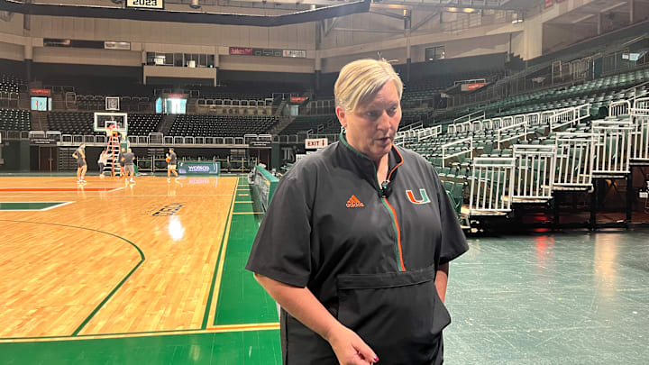 Miami Hurricanes Women's Basketball Coach Tricia Cullop ahead of 2025-26 season.