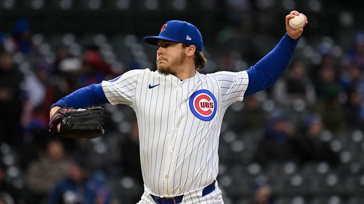 Apr 7, 2025; Chicago, Illinois, USA; Chicago Cubs pitcher Justin Steele (35) delivers against the Texas Rangers during the first inning at Wrigley Field. Mandatory Credit: Matt Marton-Imagn Images Apr 7, 2025; Chicago, Illinois, USA; Chicago Cubs pitcher Justin Steele (35) delivers against the Texas Rangers during the first inning at Wrigley Field. Mandatory Credit: Matt Marton-Imagn Images