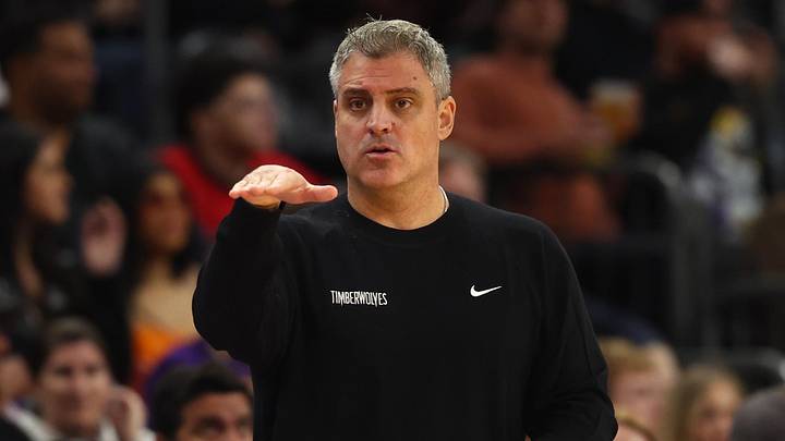 Jan 29, 2025; Phoenix, Arizona, USA; Minnesota Timberwolves assistant coach Micah Nori against the Phoenix Suns at Footprint Center. Mandatory Credit: Mark J. Rebilas-Imagn Images