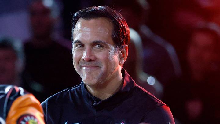Miami Heat head coach Erik Spoelstra reacts (Mandatory Credit: Rhona Wise-Imagn Images)