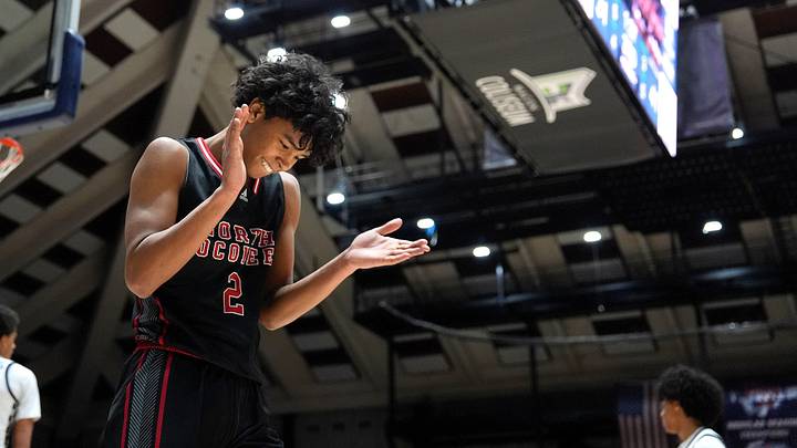 Mar 6, 2025; Macon, Georgia, USA; North Oconee guard Justin Wise