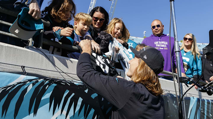 Dec 31, 2023; Jacksonville, Florida, USA; Jacksonville Jaguars quarterback Trevor Lawrence (16)