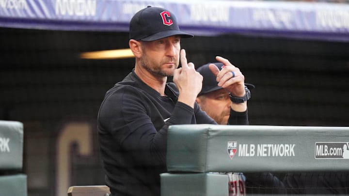 May 28, 2024; Denver, Colorado, USA; Cleveland Guardians bench coach Craig Albernaz (55) calls in a play in the first inning against the Colorado Rockies at Coors Field. Mandatory Credit: Ron Chenoy-Imagn Images May 28, 2024; Denver, Colorado, USA; Cleveland Guardians bench coach Craig Albernaz (55) calls in a play in the first inning against the Colorado Rockies at Coors Field. Mandatory Credit: Ron Chenoy-Imagn Images