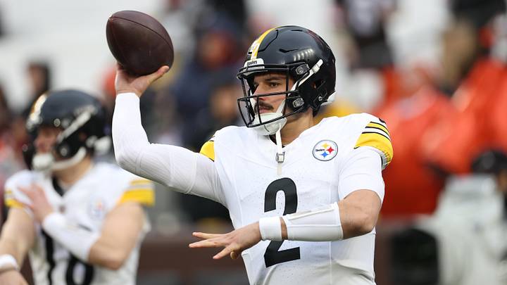 Dec 28, 2025; Cleveland, Ohio, USA; Pittsburgh Steelers quarterback Mason Rudolph (2) warms up before the game against the Cleveland Browns at Huntington Bank Field. Mandatory Credit: Scott Galvin-Imagn Images