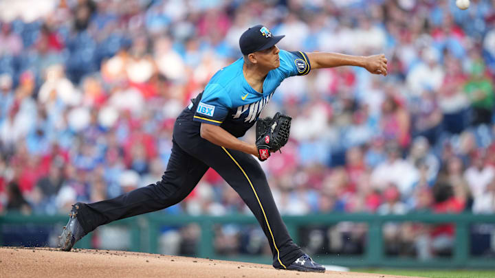 Aug 29, 2025; Philadelphia, Pennsylvania, USA; Philadelphia Phillies starting pitcher Ranger Suarez (55).