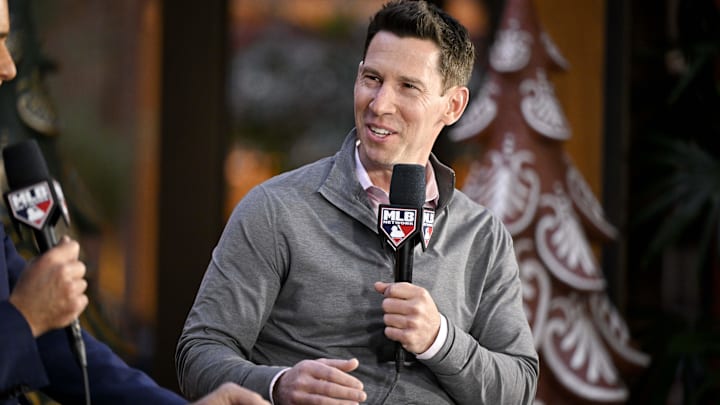  Boston Red Sox chief baseball officer Craig Breslow speaks with the media at the Hilton Anatole during the 2024 MLB Winter Meetings.