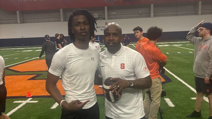 2027 QB Denari Hill and Syracuse coach Fran Brown