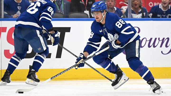 Sep 29, 2026; Toronto, Ontario, CAN; Toronto Maple Leafs forward William Nylander (88) skates with the puck against the Montreal Canadiens in the first period at Scotiabank Arena. Mandatory Credit: Dan Hamilton-Imagn Images Sep 29, 2026; Toronto, Ontario, CAN; Toronto Maple Leafs forward William Nylander (88) skates with the puck against the Montreal Canadiens in the first period at Scotiabank Arena. Mandatory Credit: Dan Hamilton-Imagn Images