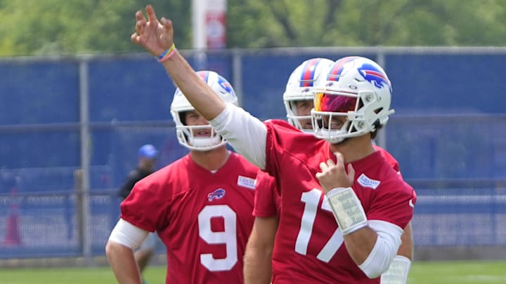 Jun 13, 2023; Buffalo, NY, USA; Buffalo Bills quarterback Josh Allen (17) throws the ball during