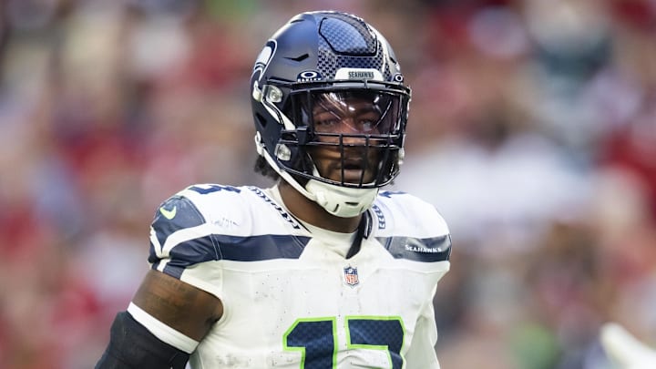 Dec 8, 2024; Glendale, Arizona, USA; Seattle Seahawks linebacker Ernest Jones IV (13) against the Arizona Cardinals at State Farm Stadium.