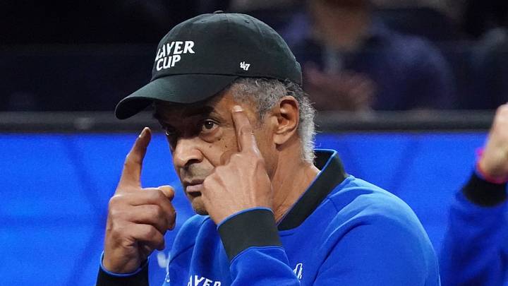 Team Europe captain Yannick Noah reacts during Alexander Zverev's match against Team World Player Alex de Minaur during the Laver Cup. Mandatory Credit: David Gonzales-Imagn Images Team Europe captain Yannick Noah reacts during Alexander Zverev's match against Team World Player Alex de Minaur during the Laver Cup. Mandatory Credit: David Gonzales-Imagn Images