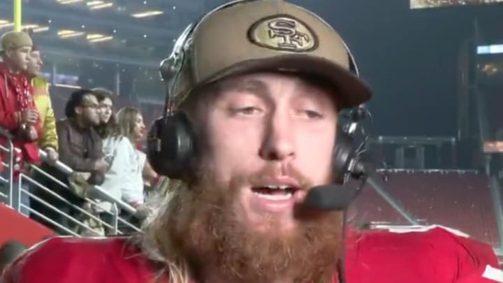 George Kittle speaks after the Niners' Monday night victory. 