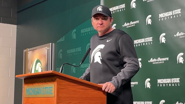 Michigan State head coach Jonathan Smith speaks to the media following his team's 38-13 loss to UCLA on Oct. 11, 2025. Michigan State head coach Jonathan Smith speaks to the media following his team's 38-13 loss to UCLA on Oct. 11, 2025.