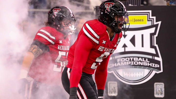 Texas Tech's Romello Height makes his entrance before the Big 12 Conference championship football game.