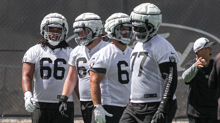 Las Vegas Raiders Dylan Parham and Thayer Munford from OTAs