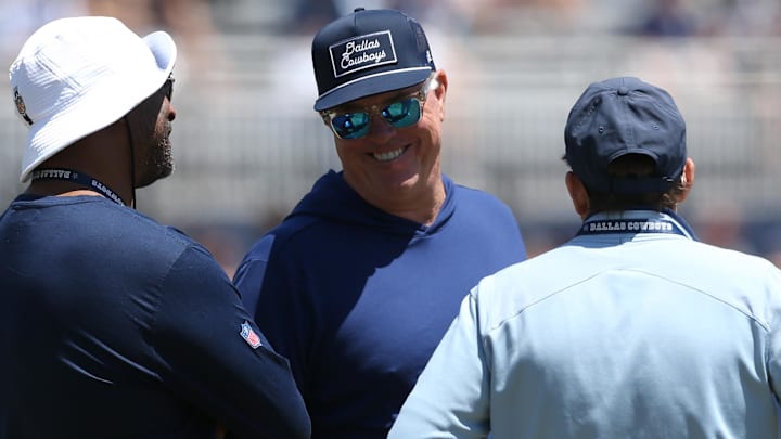 Dallas Cowboys chief operating officer and co-owner Stephen Jones during training camp at the River Ridge Playing Fields in Oxnard, California.