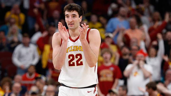Mar 27, 2026; Chicago, IL, USA; Iowa State Cyclones forward Milan Momcilovic (22) reacts in the first half against the Tennessee Volunteers during a Sweet Sixteen game of the Midwest Regional of the men's 2026 NCAA Tournament at United Center. Mar 27, 2026; Chicago, IL, USA; Iowa State Cyclones forward Milan Momcilovic (22) reacts in the first half against the Tennessee Volunteers during a Sweet Sixteen game of the Midwest Regional of the men's 2026 NCAA Tournament at United Center.