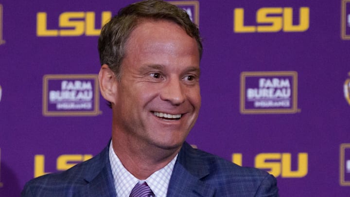 LSU's new head coach, Lane Kiffin, speaks at the South Stadium Club at Tiger Stadium. LSU's new head coach, Lane Kiffin, speaks at the South Stadium Club at Tiger Stadium.