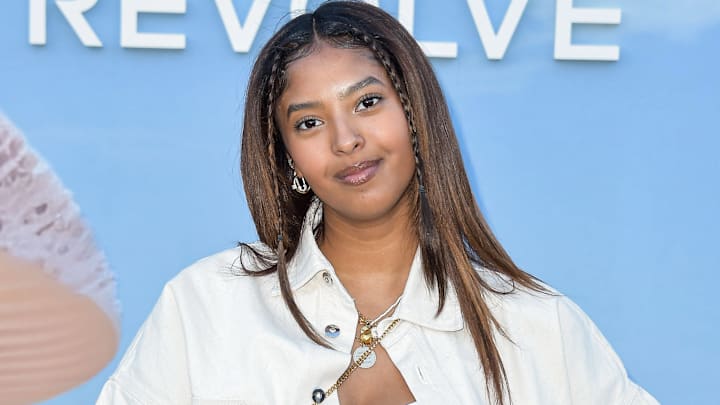 Natalia Bryant arrives at the REVOLVE Festival 2023 celebrating the 20th Anniversary of REVOLVE.