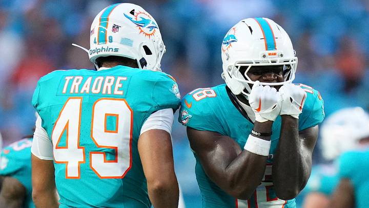 Aug 28, 2026; Miami Gardens, Florida, USA; Miami Dolphins wide receiver Chris Bell (18) reacts after gaining yardage against the Atlanta Falcons during the first quarter of a pre season game at Hard Rock Stadium. Mandatory Credit: Rich Storry-Imagn Images Aug 28, 2026; Miami Gardens, Florida, USA; Miami Dolphins wide receiver Chris Bell (18) reacts after gaining yardage against the Atlanta Falcons during the first quarter of a pre season game at Hard Rock Stadium. Mandatory Credit: Rich Storry-Imagn Images